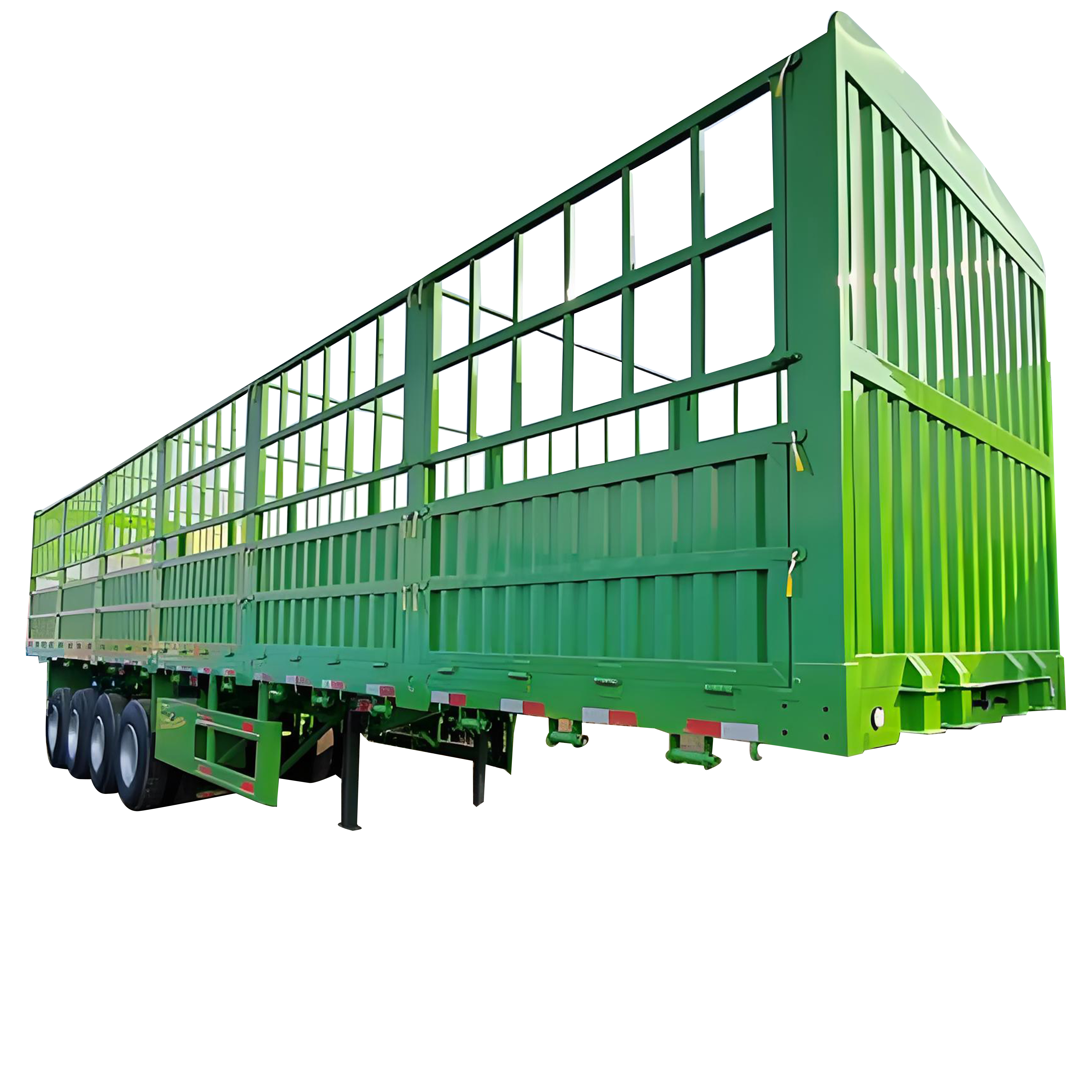 High Enclosed 4 Axles 60 tons Bulk Cargo Transport Stake Fence Truck Semi Trailer