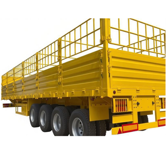 High Enclosed 4 Axles 60 tons Bulk Cargo Transport Stake Fence Truck Semi Trailer