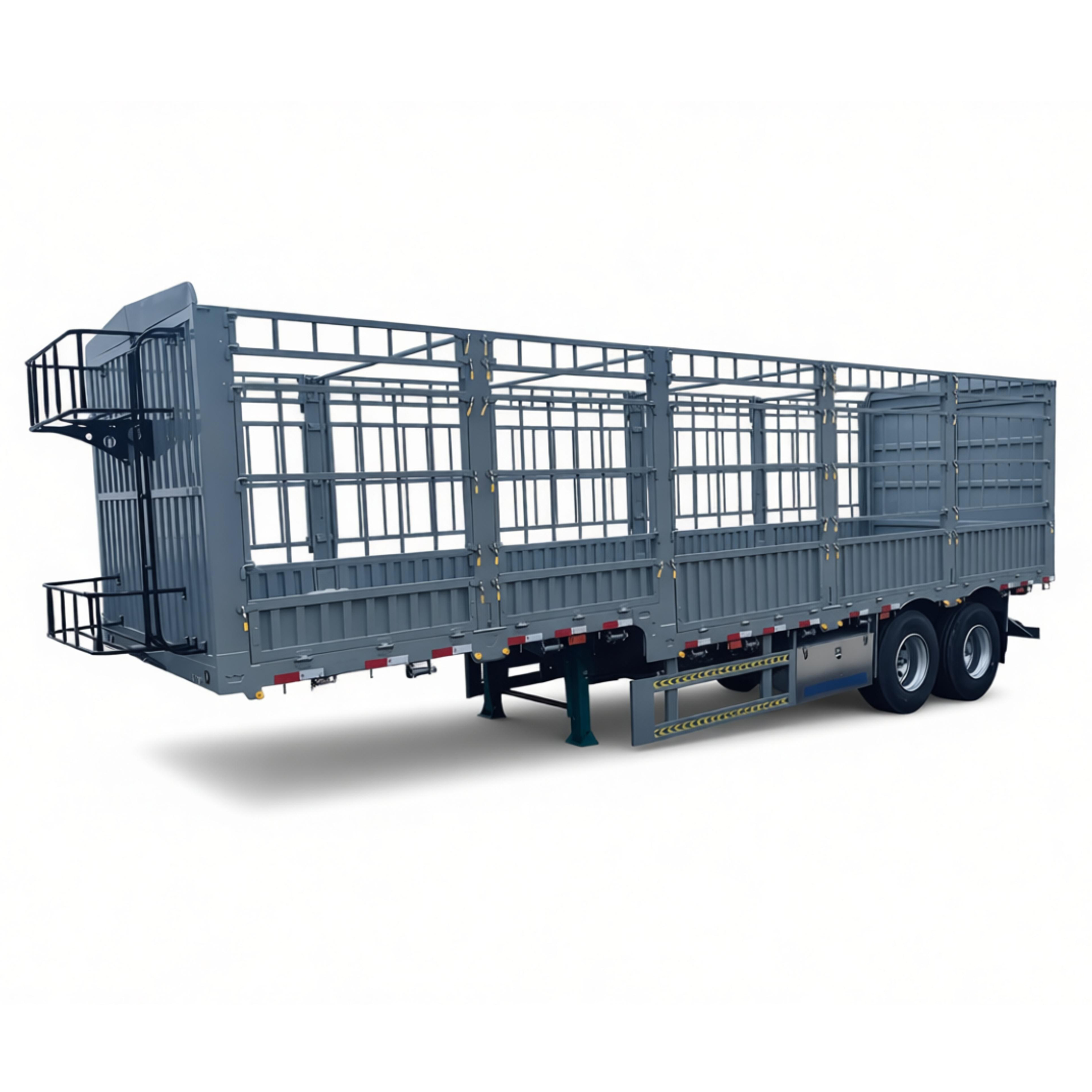 Customized 2 Axles Steel Fence Semi Trailer for Livestock Transport